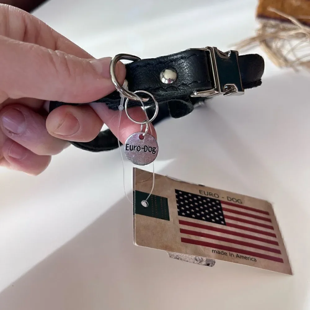 Euro Dog Tag | new with tags | black leather dog collar